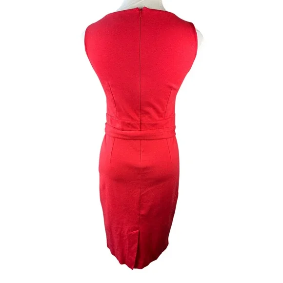 Boden Zeta Ponte Dress W/Tie Pop Peony Red Shift Sheath Sleeveless Women's 10 - Picture 10 of 16